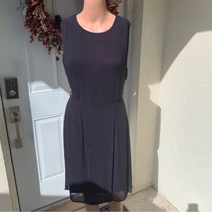 ZARA BASIC. Beautiful Sleeveless Navy dress, gold embroidery on  sides o…